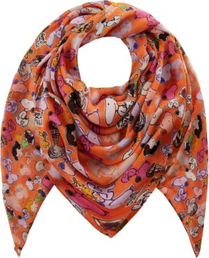 Foulard Peanuts orange en polyester recyclé avec Snoopy & Co.