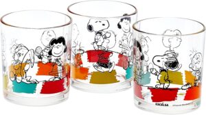 Lot de 3 verres Snoopy Peanuts 25 cl en verre transparent