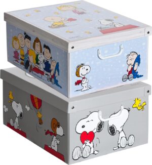 Snoopy Mix lot de 2 boîtes de rangement en carton avec couvercle couleur 4