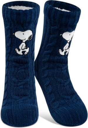 Chaussettes Snoopy The Peanuts bleues à doublure sherpa pour femme