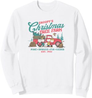 Sweatshirt Snoopy Peanuts La Ferme d’arbres de Noël Est 1950