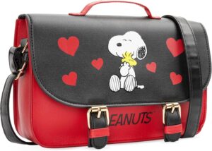 Sac bandoulière Peanuts Snoopy rouge/noir pour femme, ado et fille