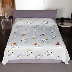 Plaid Snoopy gris 2 places 230 x 230 cm en microfibre Kanguru