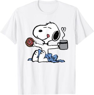 T-shirt Peanuts Snoopy Donut Coffee H03541
