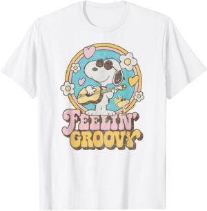 T-shirt Peanuts Snoopy et Woodstock Feelin Groovy pour Femme et Fille