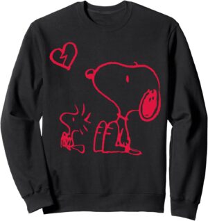 Sweat Peanuts Snoopy Woodstock Cœur brisé à col tissé