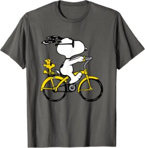 T-shirt Snoopy & Woodstock Peanuts, vélo d'équitation