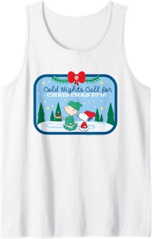 Débardeur pyjama d'hiver rétro Peanuts Snoopy et Charlie Brown Merry Christmas