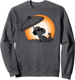 Sweatshirt Peanuts Snoopy Woodstock Sunset, col tissé