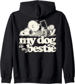 Sweat à capuche Peanuts Snoopy et Charlie Brown My Dog Is My Bestie H32221