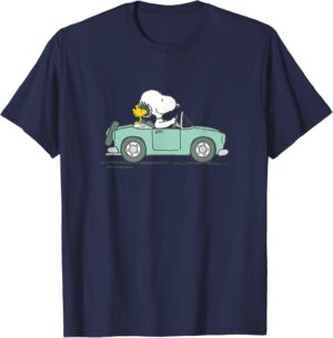 T-shirt Peanuts Snoopy et Woodstock en voiture