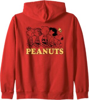 Sweat à capuche Peanuts Snoopy Lucy Linus Charlie Sally Woodstock, col tissé