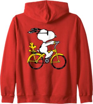 Sweat à capuche Peanuts Snoopy & Woodstock Vélo d'équitation