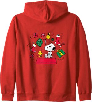 Sweat à capuche Peanuts Snoopy & Woodstock, visuel de Noël