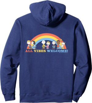 Sweat à capuche Peanuts Snoopy Gang Happy Vibes Rainbow Friends XOXO